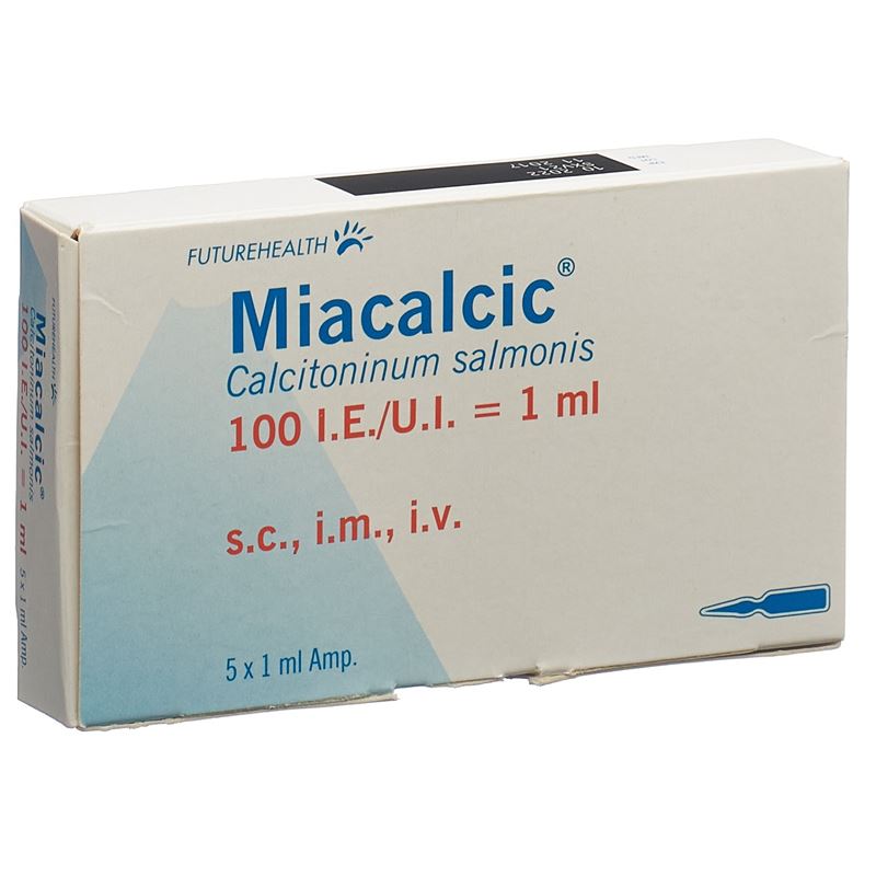 MIACALCIC Inj Lös 100 IE/ml 5 Amp 1 ml