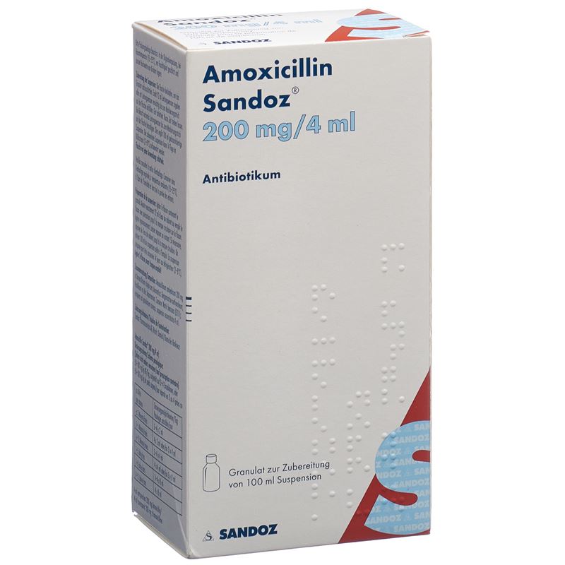 AMOXICILLIN Sandoz Gran 200 mg/4ml f Susp 100 ml