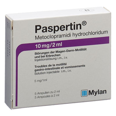 PASPERTIN Inj Lös 10 mg/2ml 5 Amp 2 ml