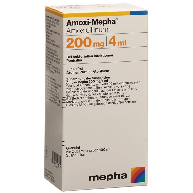 AMOXI Mepha Gran 200 mg/4ml f Susp zuckerfr 100 ml